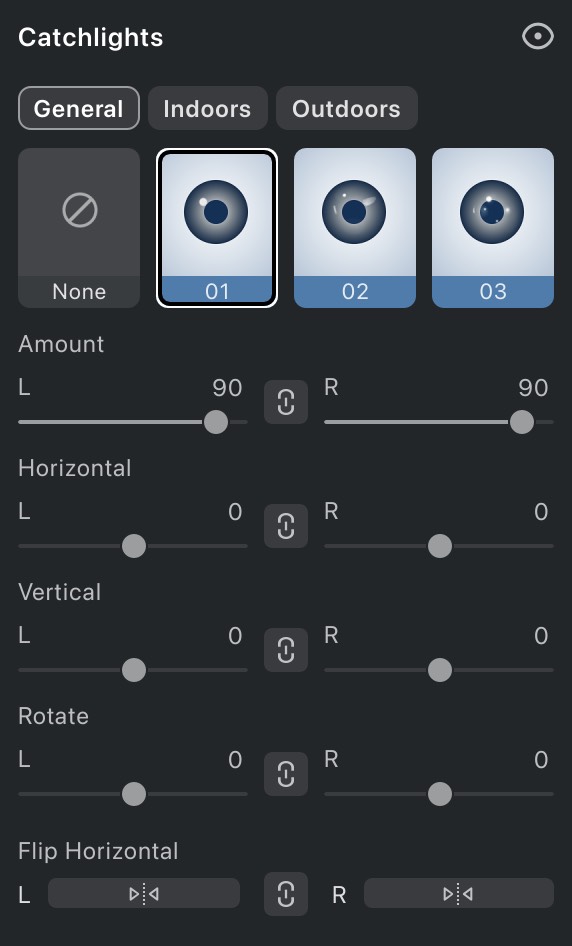 Evoto Pet Retouching - Catchlights Settings