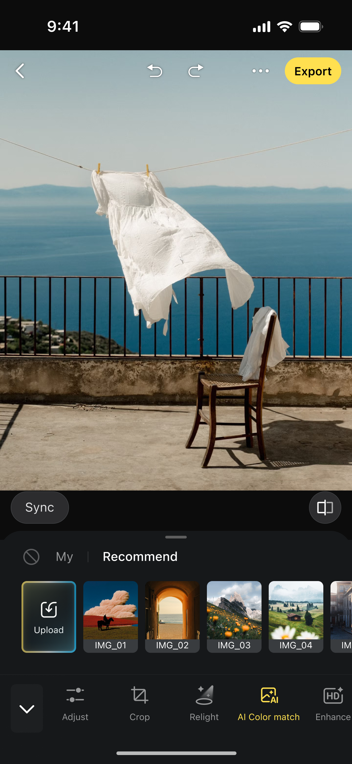Evoto Mobile AI Color Match reference selection